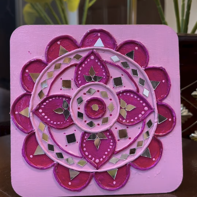 Pink Petals — Lippan Mirror Art