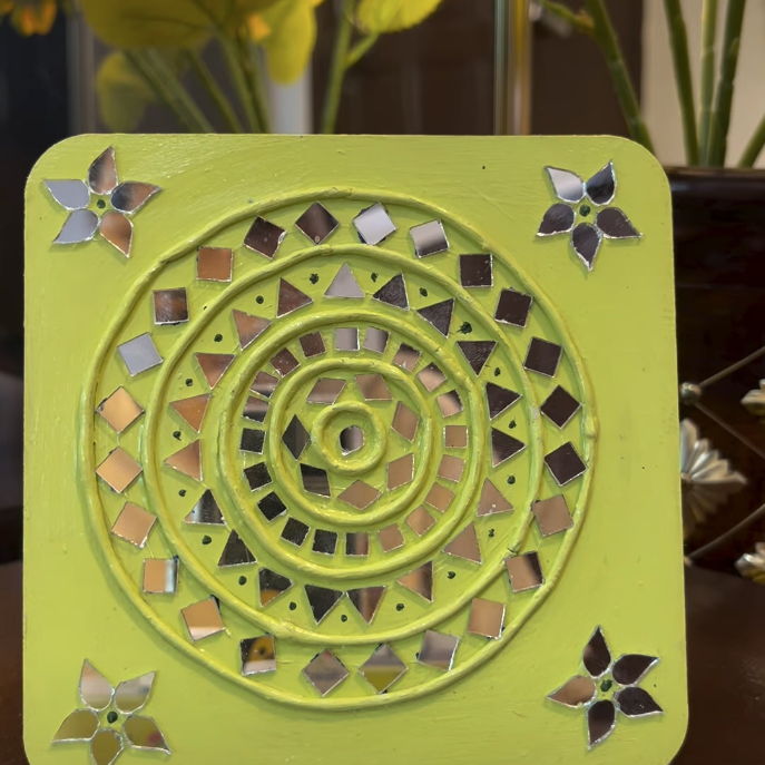 Lime Spiral — Lippan Mirror Art