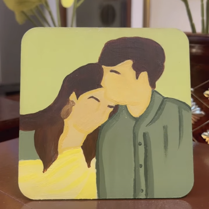 Forehead Kiss — Couple Coaster