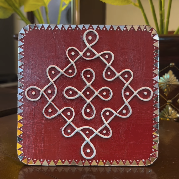Red Kolam — Hand-painted Art