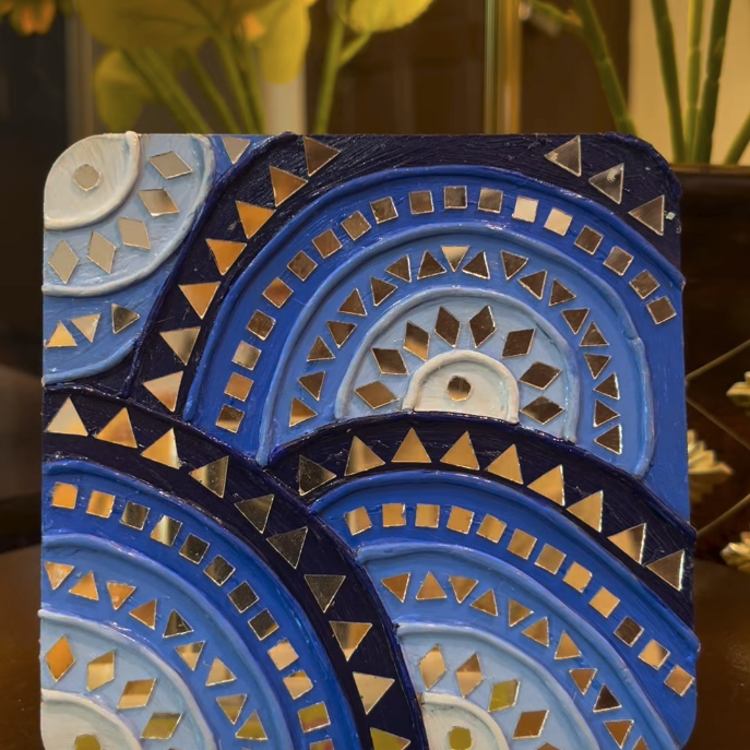 Evil Eye — Blue & Gold Lippan Art