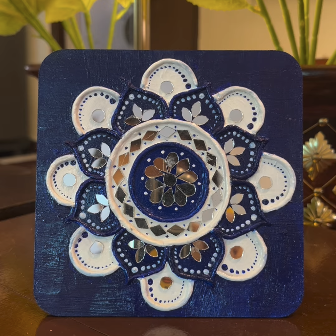 Midnight Bloom — Mandala Mirror Art