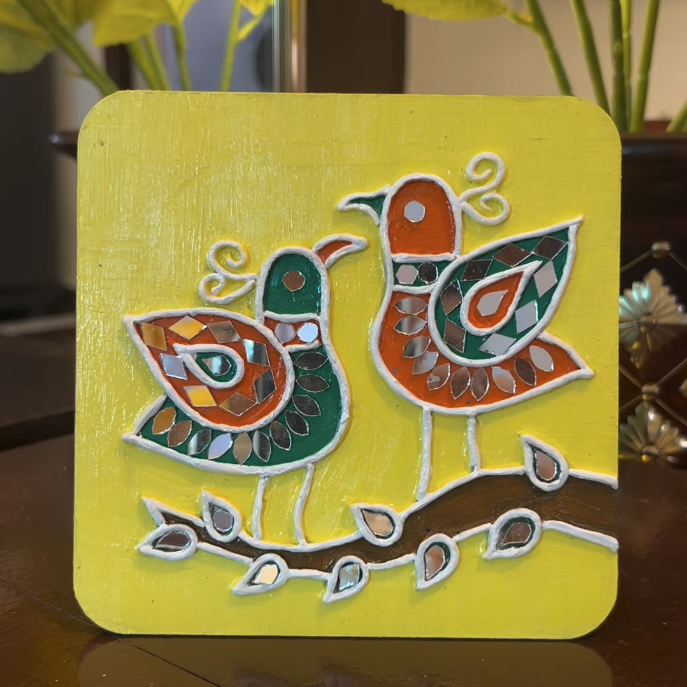 Twin Birds — Folk Art Coaster