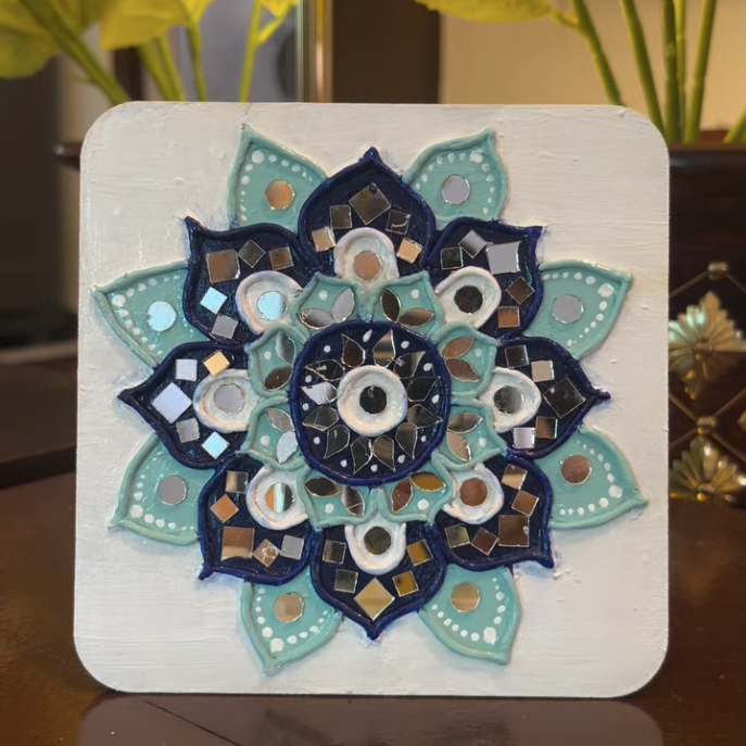 Blue Bloom — Mandala Mirror Art