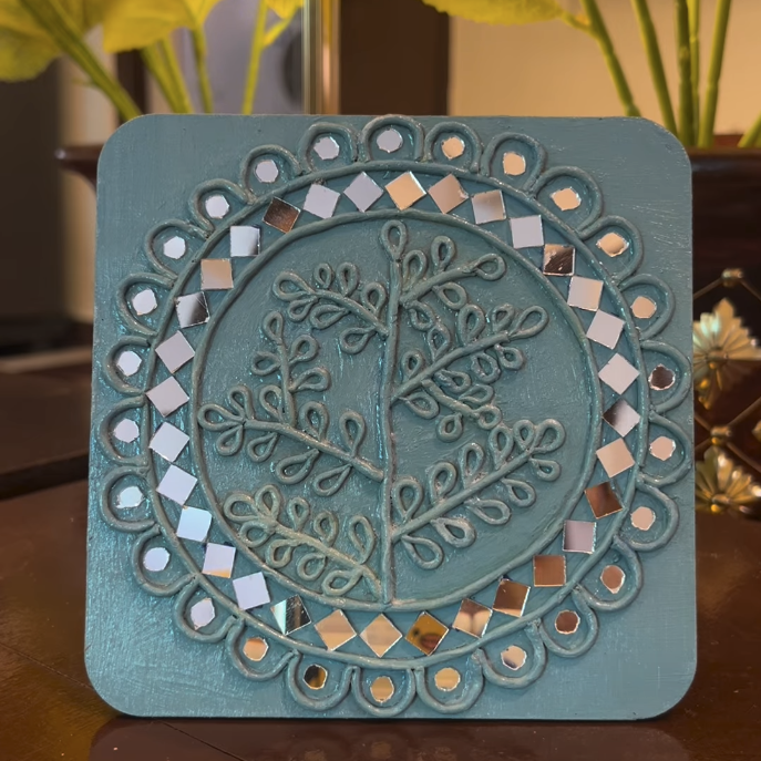 Teal Medallion — Lippan Mirror Art