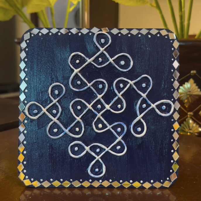 Blue Kolam — Hand-painted Art