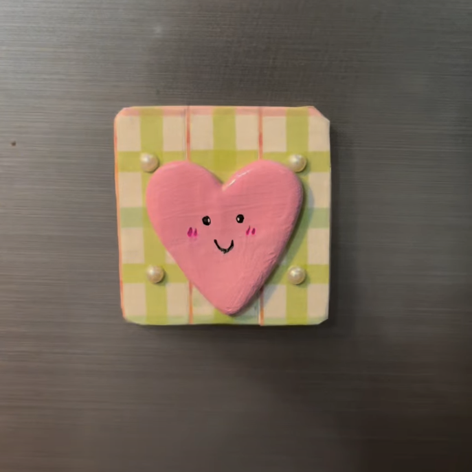Heart on Gingham — Fridge Magnet